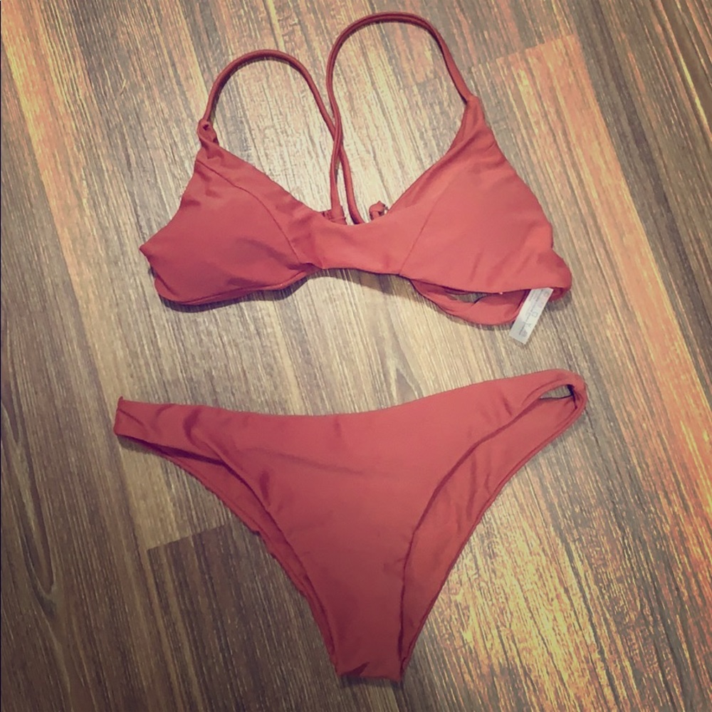 Orange Criss-Cross Back bikini